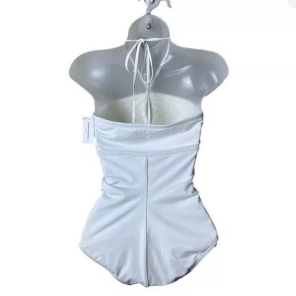 NWT Banana Republic One-Piece Swim Suit White Double Keyhole - Picture 2 of 7